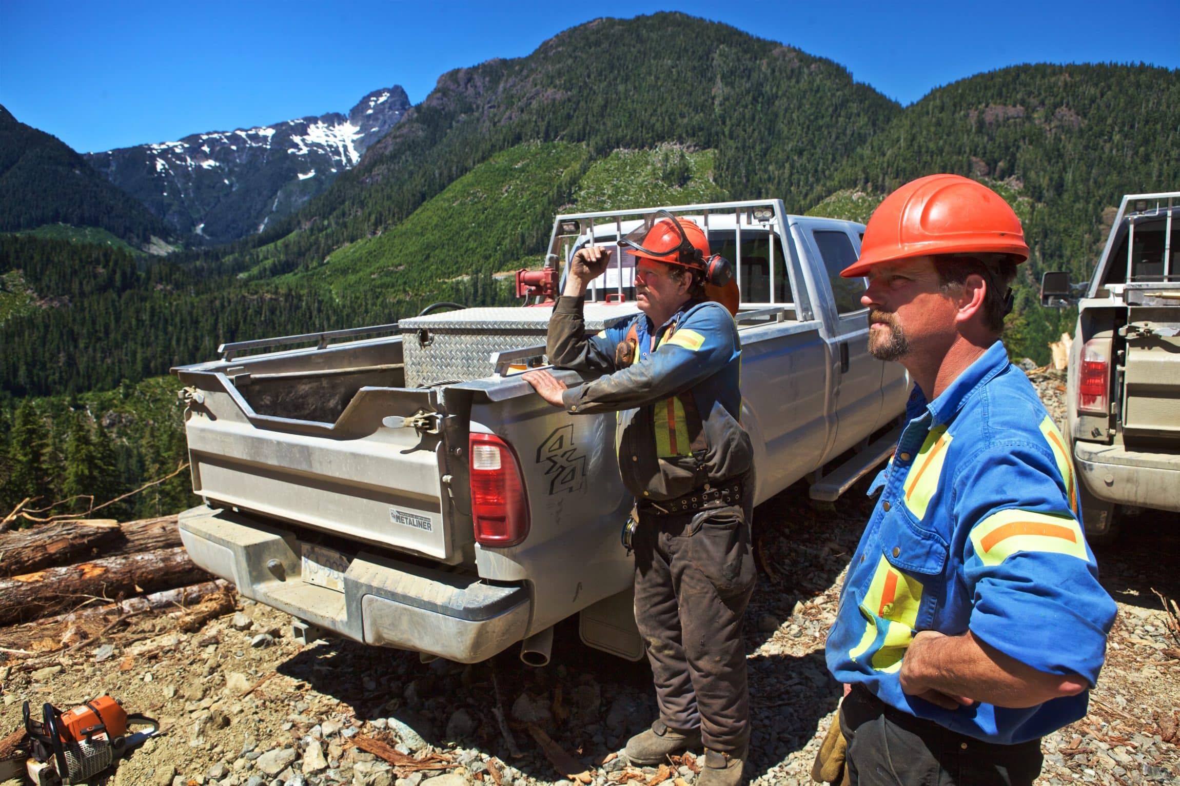 Holbrook Dyson Logging Supervisor Looking at Block